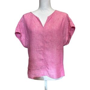 TAHARI Pink 100% Linen Women's Top Size L